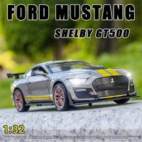 diecast 132 alloy car model miniature ford mustang shelby gt500 metal vehicle sportcar collector for childrens gifts hot toys