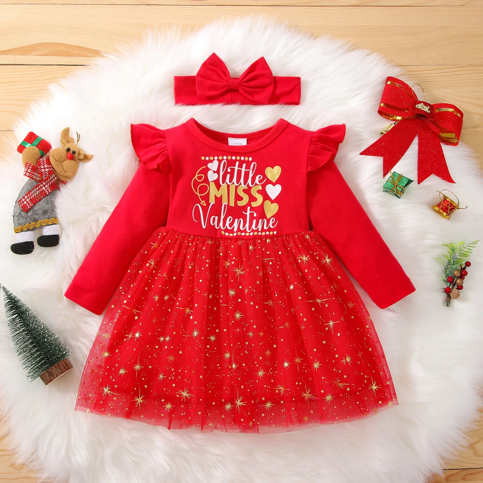 

Платья для девочек на День святого Валентина наряд с буквенным принтом кружевное Сетчатое комбинированное вечернее платье принцессы с кру...