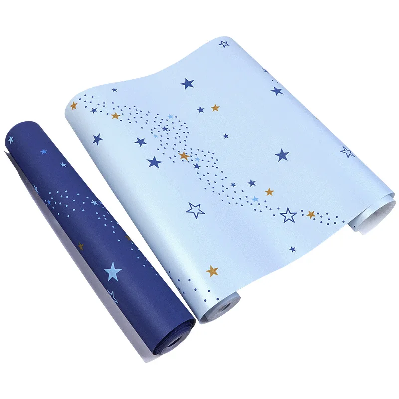 

Mediterranean Blue Star Children's home painted sky paper Mediterranean Style Blue Star Children's wallpaper children's cartoon
