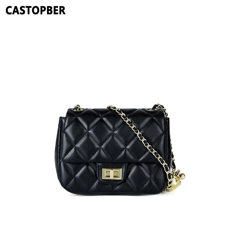 

Quilted Flap Crossbody Bag With Chain Women's Fashion Diamond Lattice Designer Cow Genuine Leather Handbags Shoulder Bag Famous