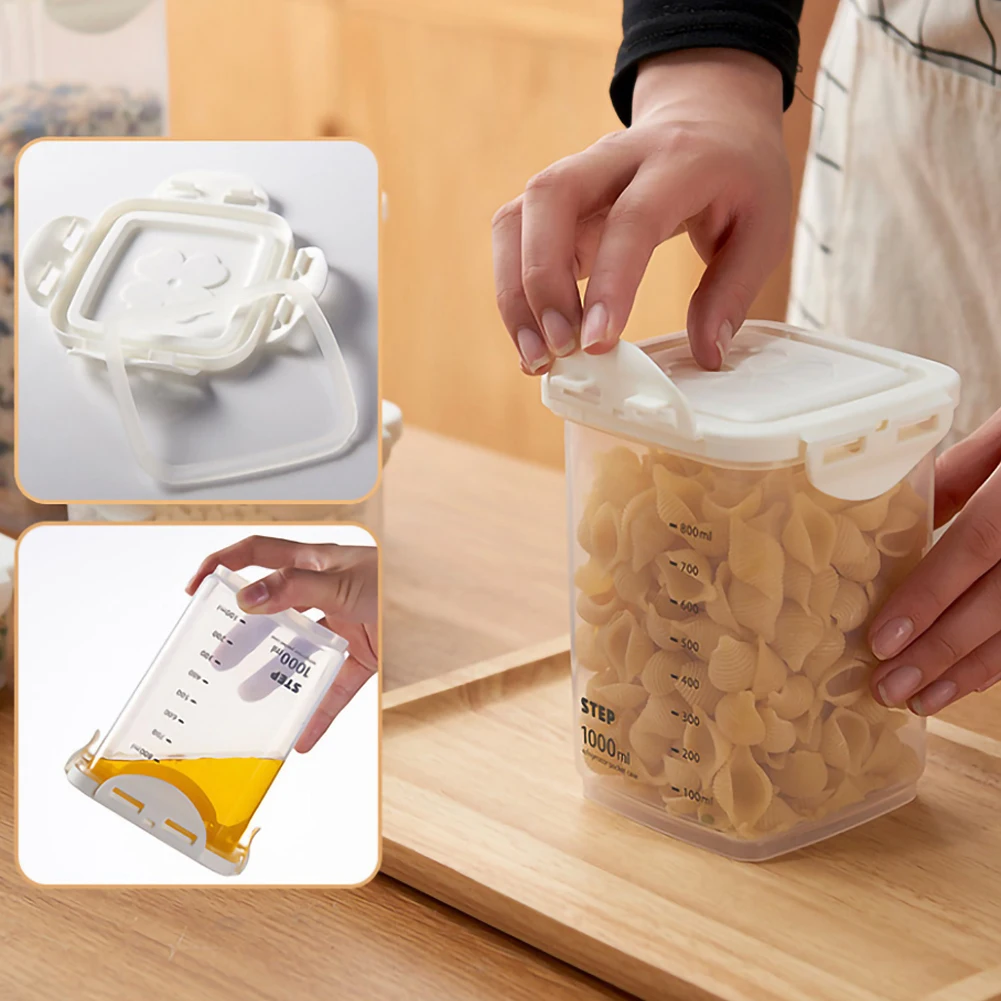 

240/650ML/1000ML Keep Fresh Jar Bottles With Scales Cans Transparent Storage Box Food Canister Kitchen Storage Accessories