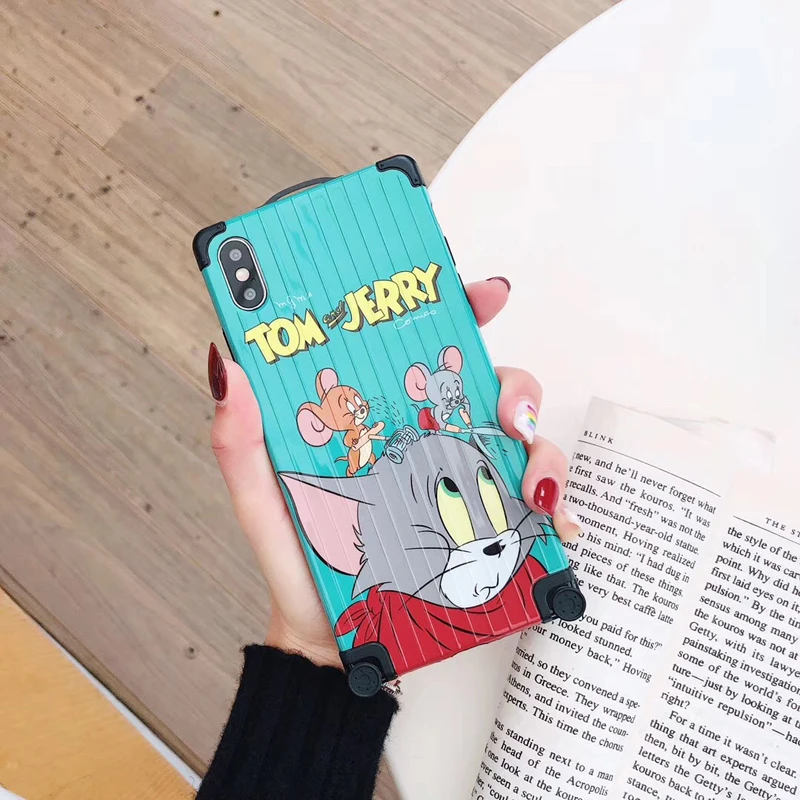 Забавный чехол с рисунком Тома Джерри для iPhone X XR Xs Max 8 7 6 6s Plus багажа мягкий
