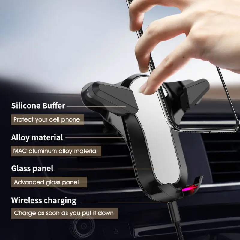 Автомобильное беспроводное зарядное устройство 10 Вт Быстрая зарядка для