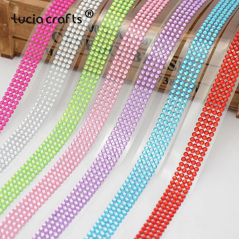Lucia crafts 18 мм* 50 см красочные акриловые стразы самоклеющиеся ленты пояс Скрапбукинг Материал 1 шт I1011