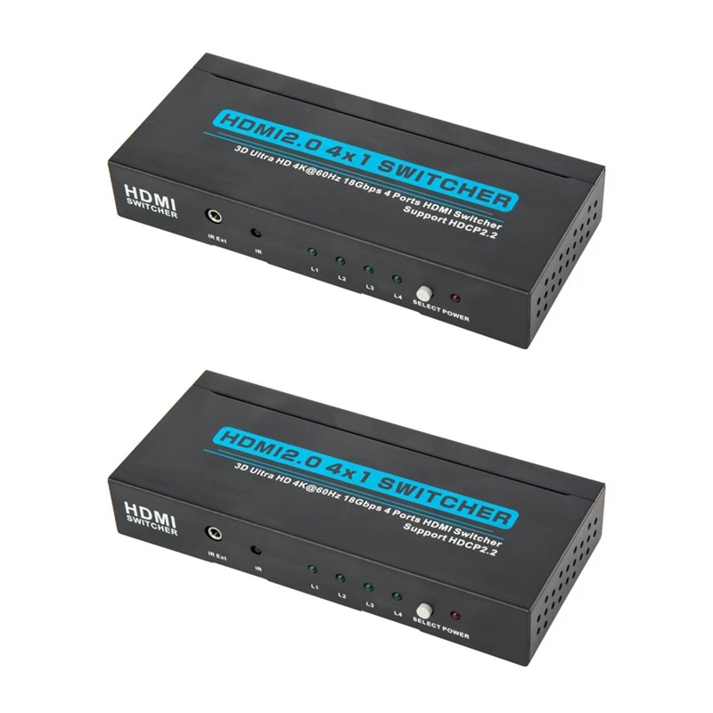 

HDMI переключатель 4 в 1 4x1 HDMI2.0 4K 18 Гбит/с ИК-пультом дистанционного управления