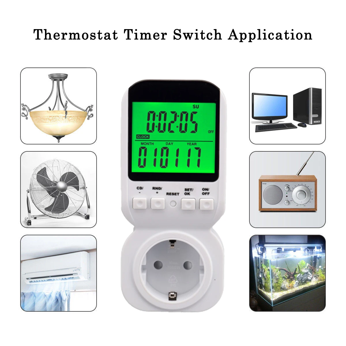 

Thermoregulato Temperature Controller Thermostat Switch Timer Socket with Sensor Probe Adjustable Temperature