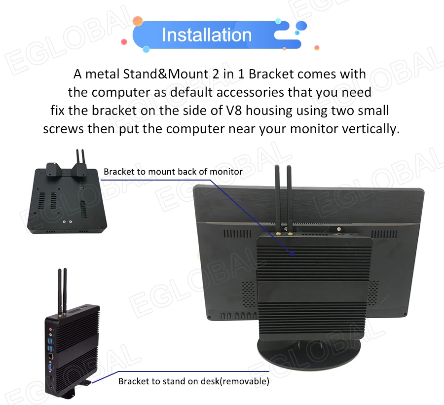 Дешевые windows 10pro Мини ПК компьютер Intel core i3/i5/i7/celeron настольный компьютер wifi HTPC безвентиляторный VESA крепление