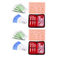 2x skin suture practice silicone pad with wound simulated training kit teaching equipment needle scissors tool kit
