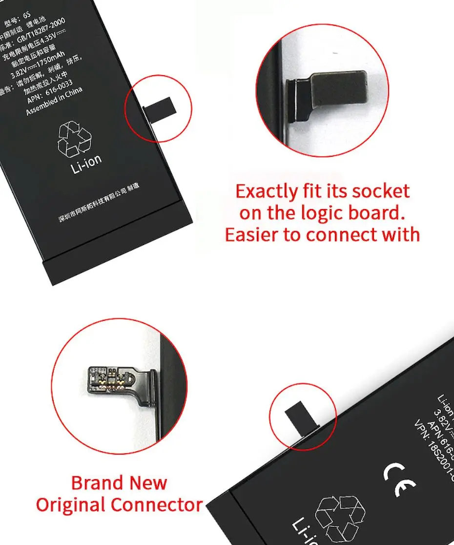 PINZHENG оригинальная емкость аккумулятора для телефона для iPhone 7, 7, P, 6, 6, P, SE, батарея с инструментами, наборы, 0 циклов, сменная батарея