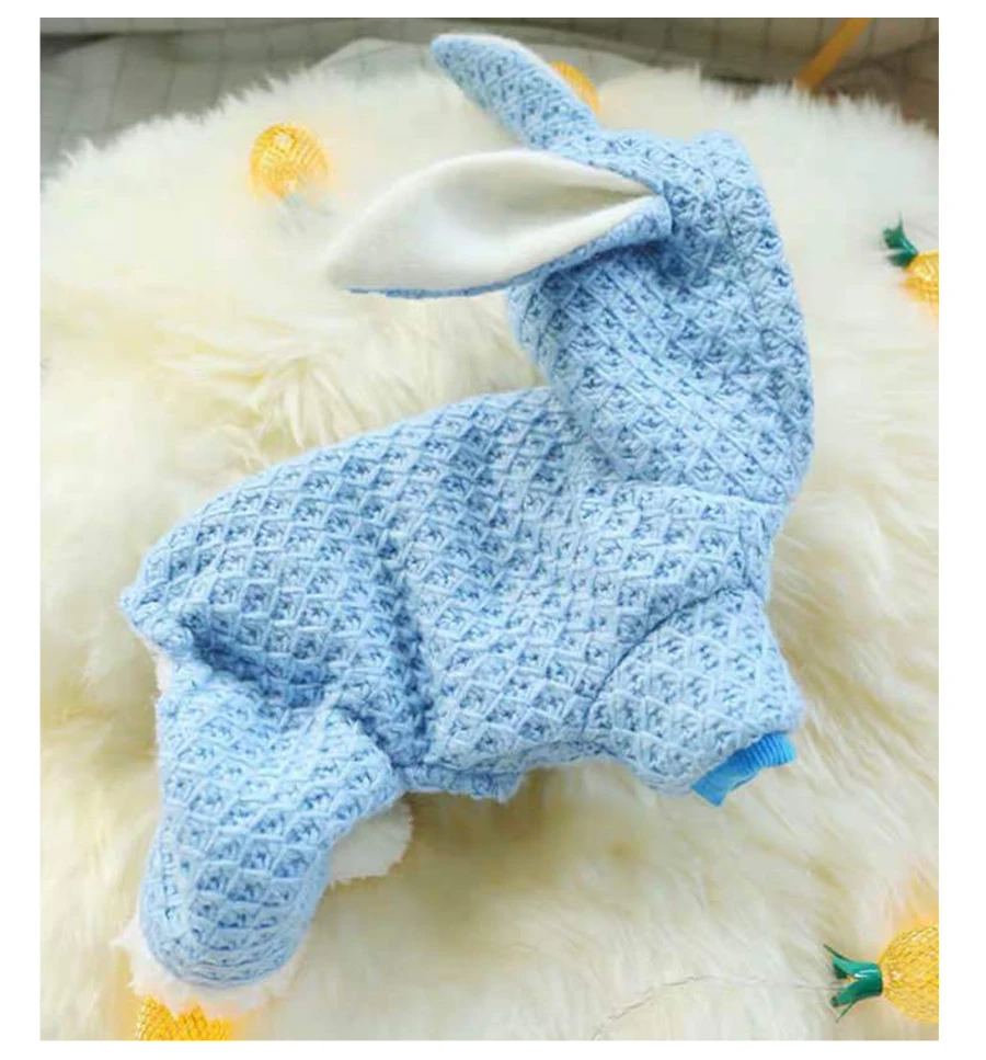 Jumpsuits Pet Dog Clothes Winte Warm Rabbit Ears Home Wear Overalls For Dog Jackets Coat Chihuahua Bichon Thicked Puppy Costumes