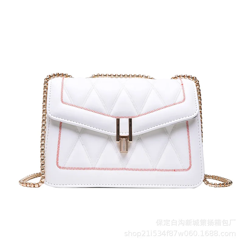

Women Shoulder Bag Chain Leather Cross-body Bags For Women 2020 Retro Messenger Pack Square Flap Shoulder Pack Female Purse