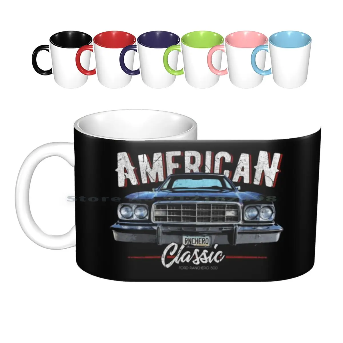 

American Classic Retro Car Ceramic Mugs Coffee Cups Milk Tea Mug Ranchero 500 American Usa America Classic Retro Vintage Car