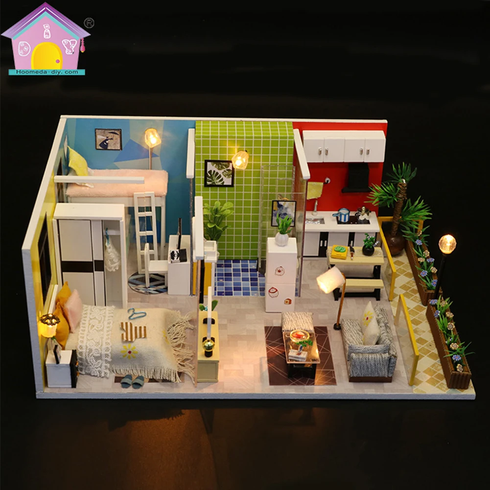 

Деревянный кукольный 3d-дом «сделай сам», модель для дома в квартире, с подсветкой, сборные игрушки для взрослых, кукольный домик для детей, п...