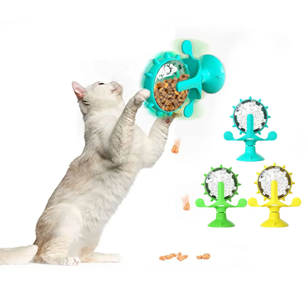 

Rotating Windmill Slow Feeder Game With Suction Cup Food Dispenser Funny Activity Interactive Accessories Home Cat Toys Durable