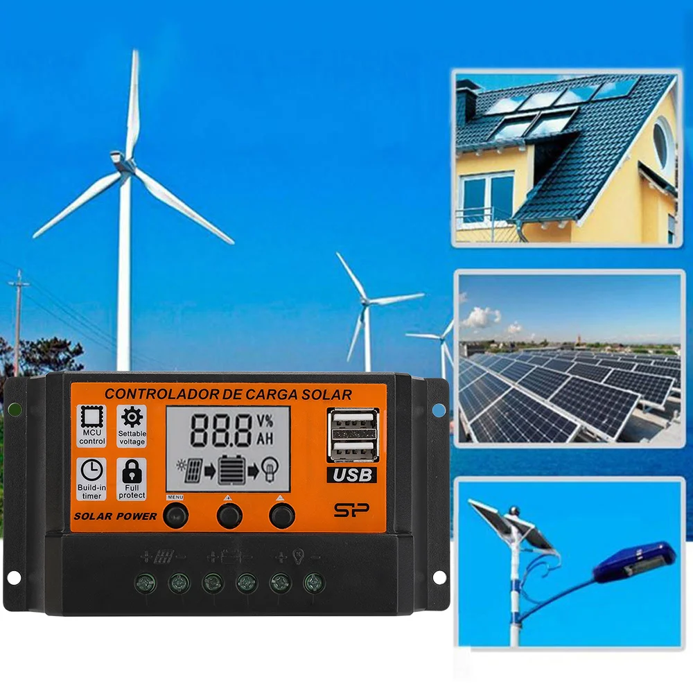 10-100A solar panel voltage regulator charging controller DC12/24V automatic focus tracking PWM mode | Автомобили и мотоциклы
