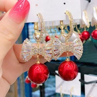 2022new exquisite crystal pearl tassel earrings women long geometric pendant earrings wedding fashion jewelry jewelry gift