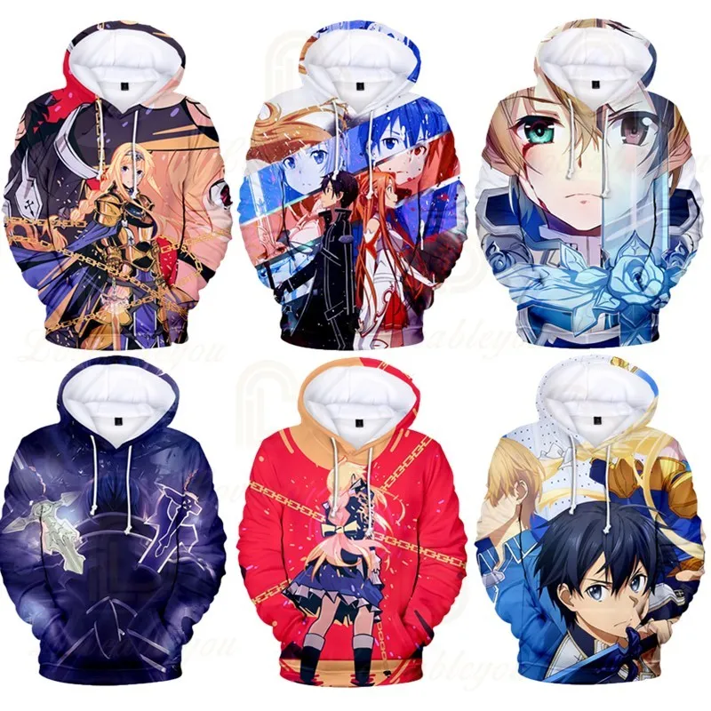 

New Hot Sale Sword Art Online 3D Printed Cosplay SAO Hooded Hoodies Spring Autumn Men Women Long Sleeve Pullover