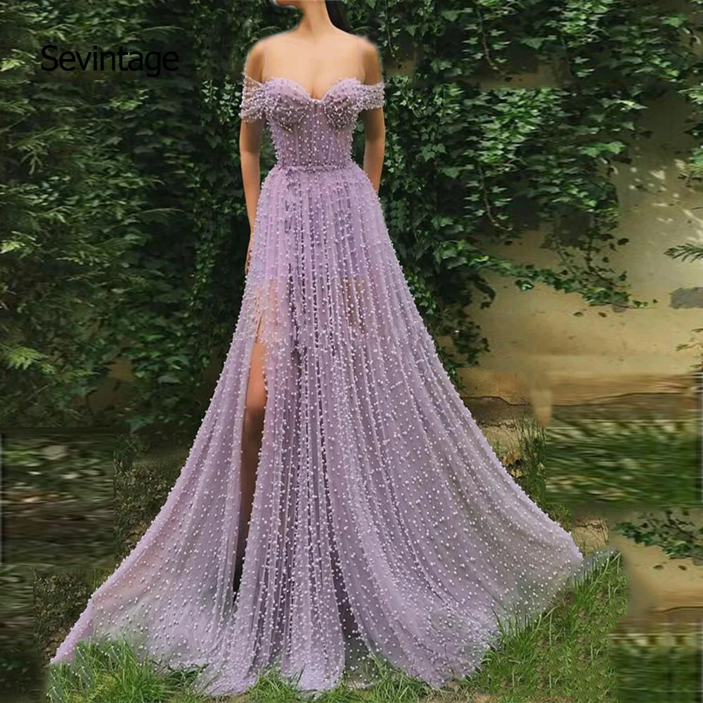 Вечернее платье Sevintage из тюля с открытыми плечами жемчугом | Свадьбы и торжества