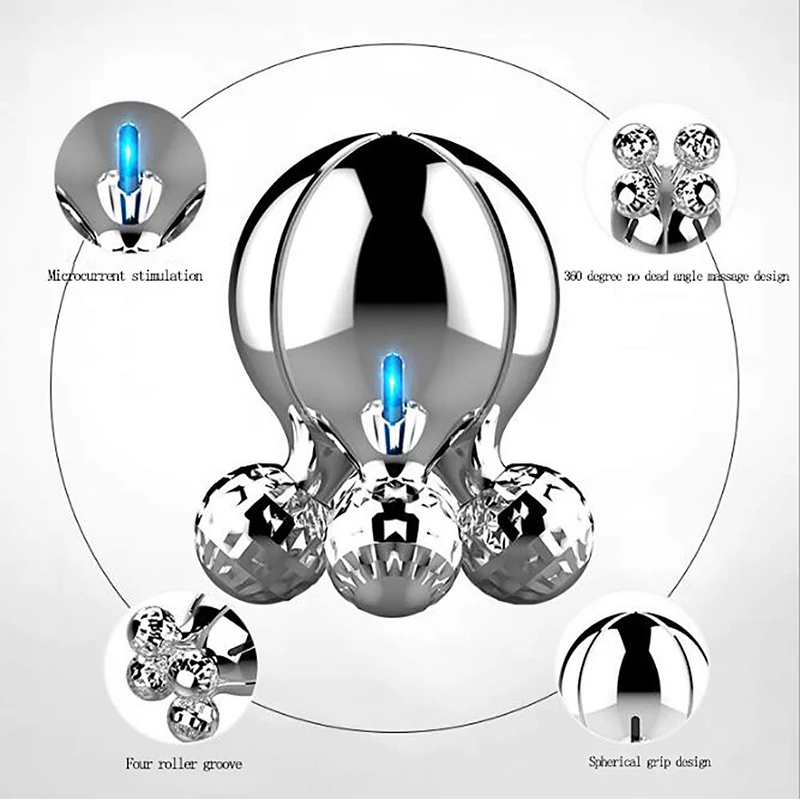 4d роликовый массажер для похудения лица и тела с 4 металлическими колесами