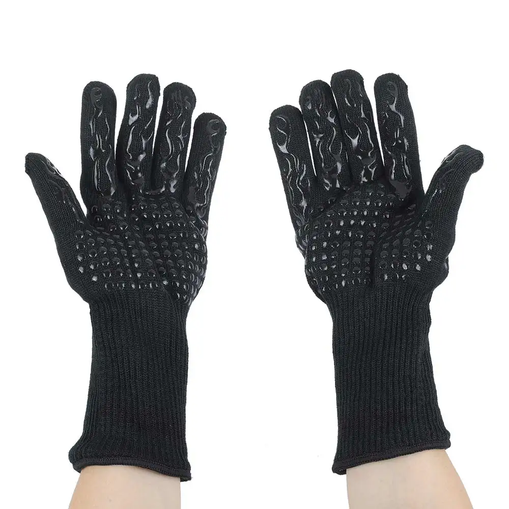 

Barbecue Gloves Durable Red /black Kitchen Tool BBQ Gloves Microwave Oven Gloves Silicone