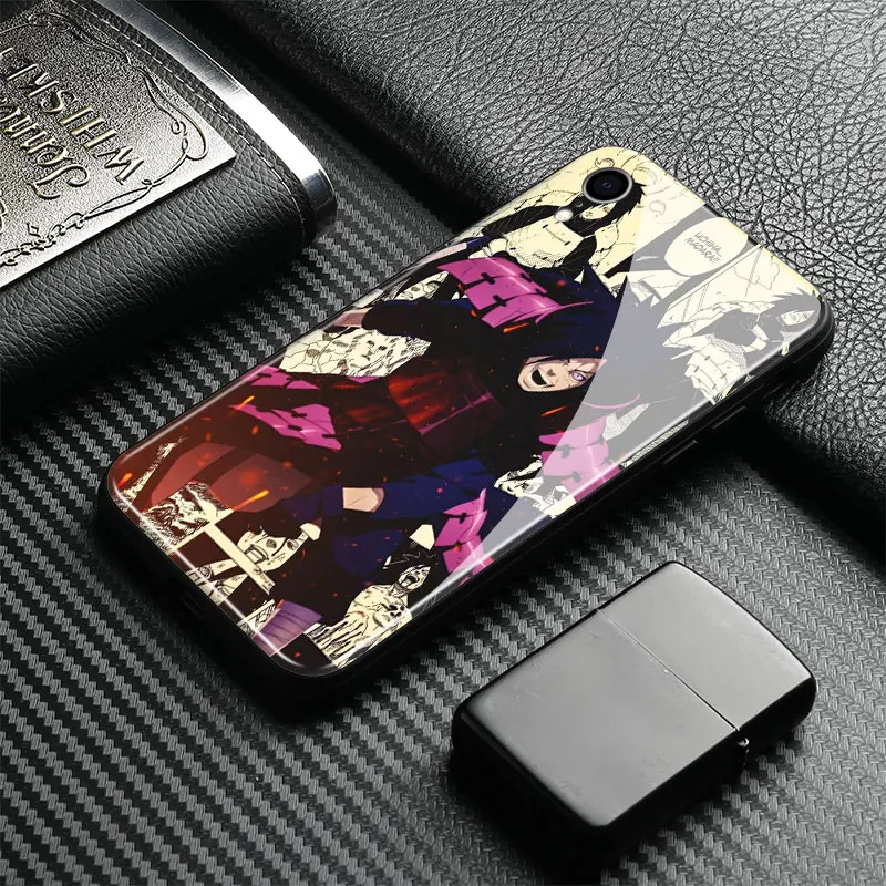 

Uchiha Madara Anime Phone case glossy tempered glass cover coque for iPhone SE 6 6s 7 8 plus X XR XS 11 12 mini Pro max