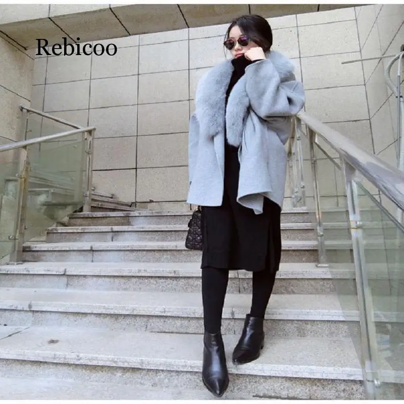 Модное женское Шерстяное Пальто на осень и зиму теплое шерстяное пальто большого