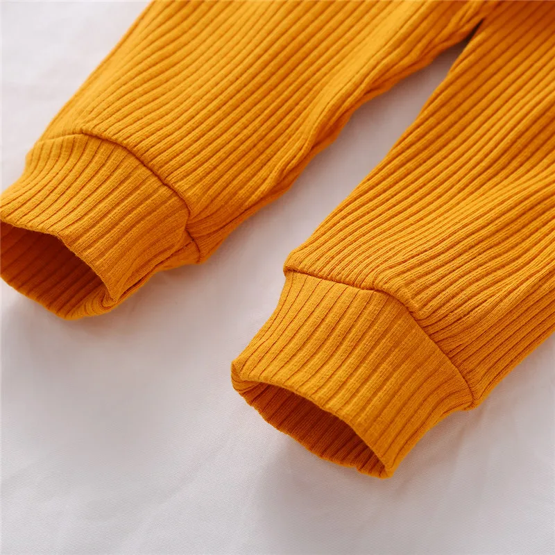 

Children Set Baby Boys Girls Long Sleeves T-shirt+Trousers Solid Color with Pockets Casual Outfit Elastic Waist Spring Clothing