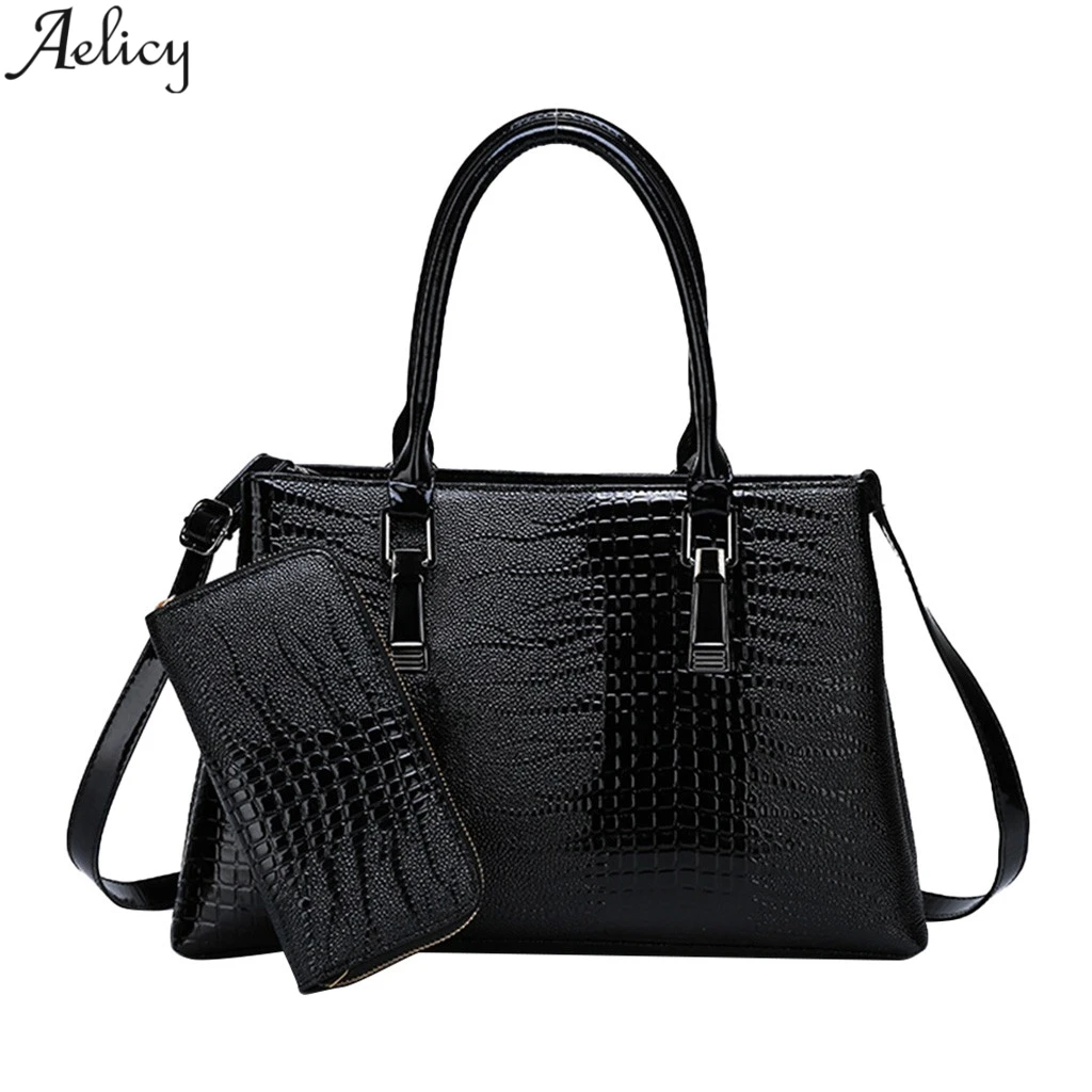 Aelicy Роскошная Брендовая женская сумка из крокодиловой кожи черный красный