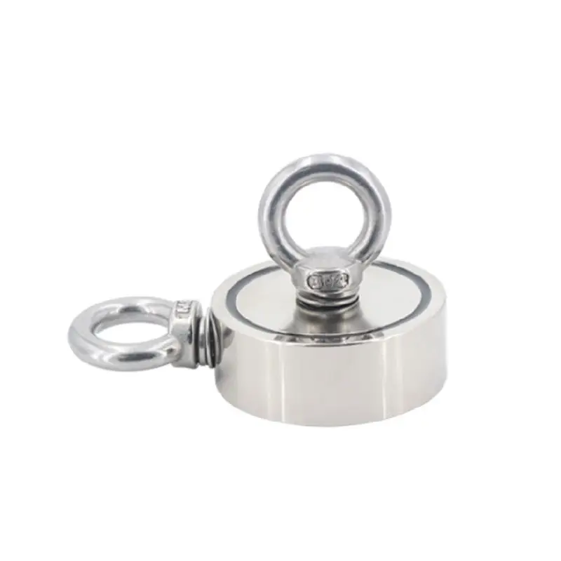 

75mm/2.95" Pulling Force Round Neodymium Fishing Magnet Strong Magnetic Salvage Tool With Eyebolt For Treasure Retrieving K0AA