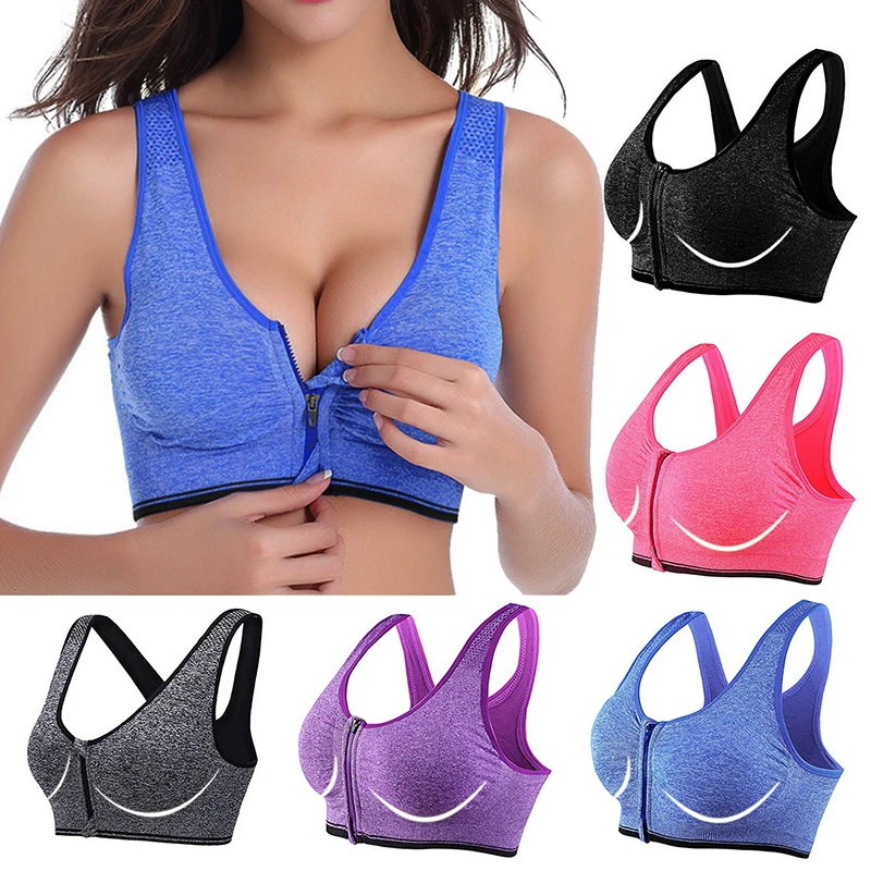 

Hot Women Zipper Push Up Sports Bras Vest Underwear Shockproof Breathable Gym Fitness Athletic Running Yoga Bh Sport Tops