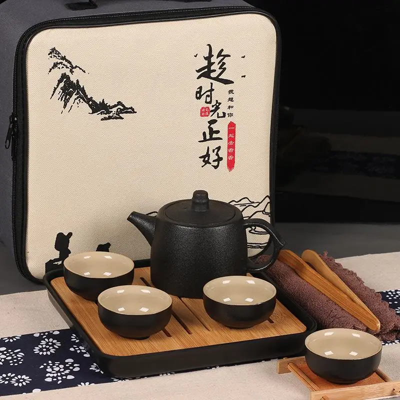 2 Ceramics Tea Set Travel Portable Tea Set Include 1 Teapot 4 Teacups 1bag Teapot Chinese Travel Ceramic Portable Teaset Gaiwan - Цвет: 2