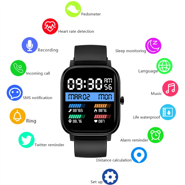 

2021 new smart Watch 4G ROM Music player Recording bluetooth call smartwatch for men women Android IOS message reminder