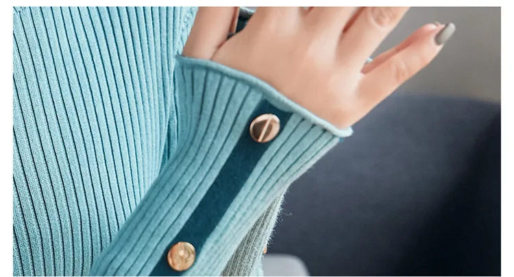 Мода женские теплые синие вязаные пуловеры зимний свитер 5035 60 | Женская одежда