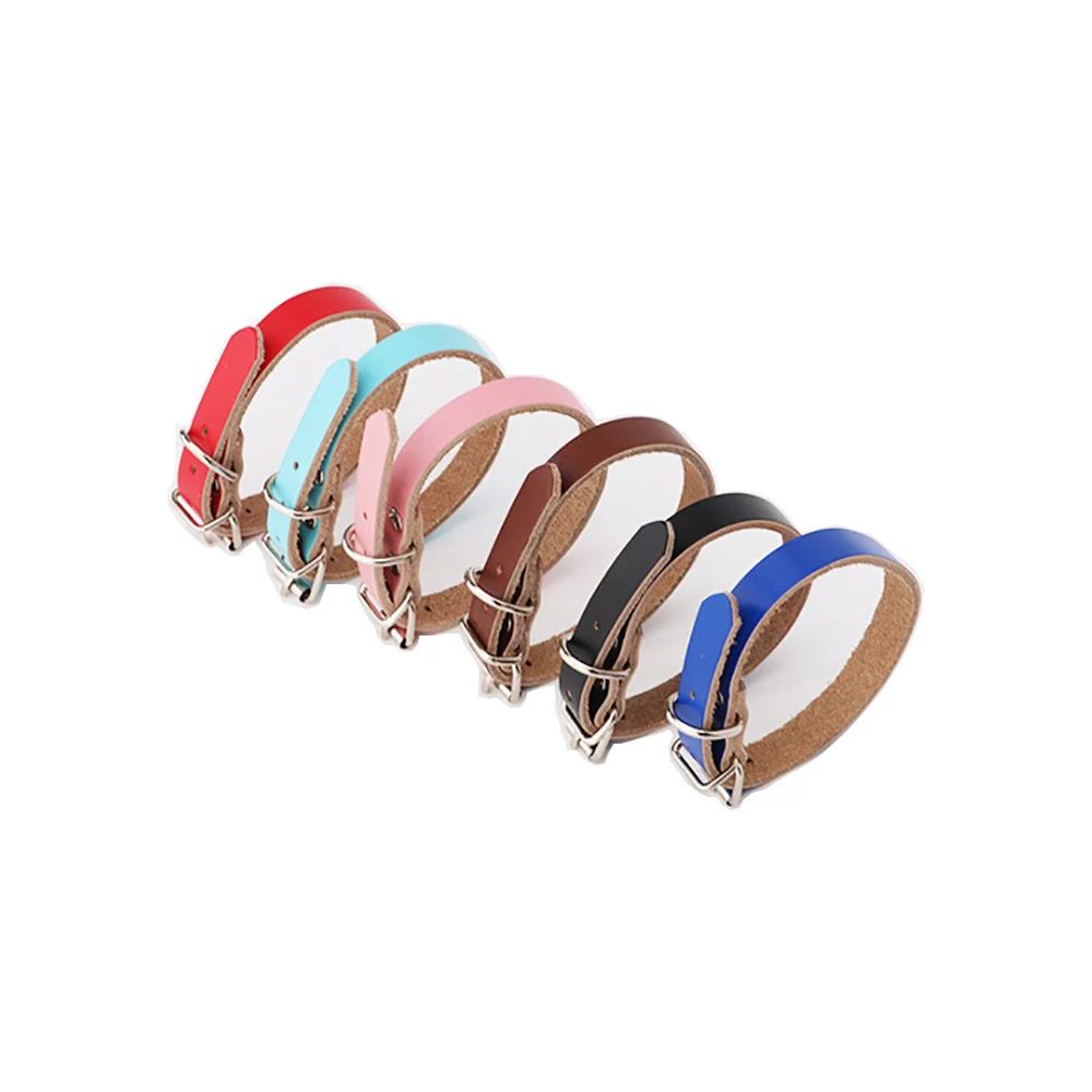 Сплошной цвет кожаный ошейник для собак твердый и прочный шесть стилей