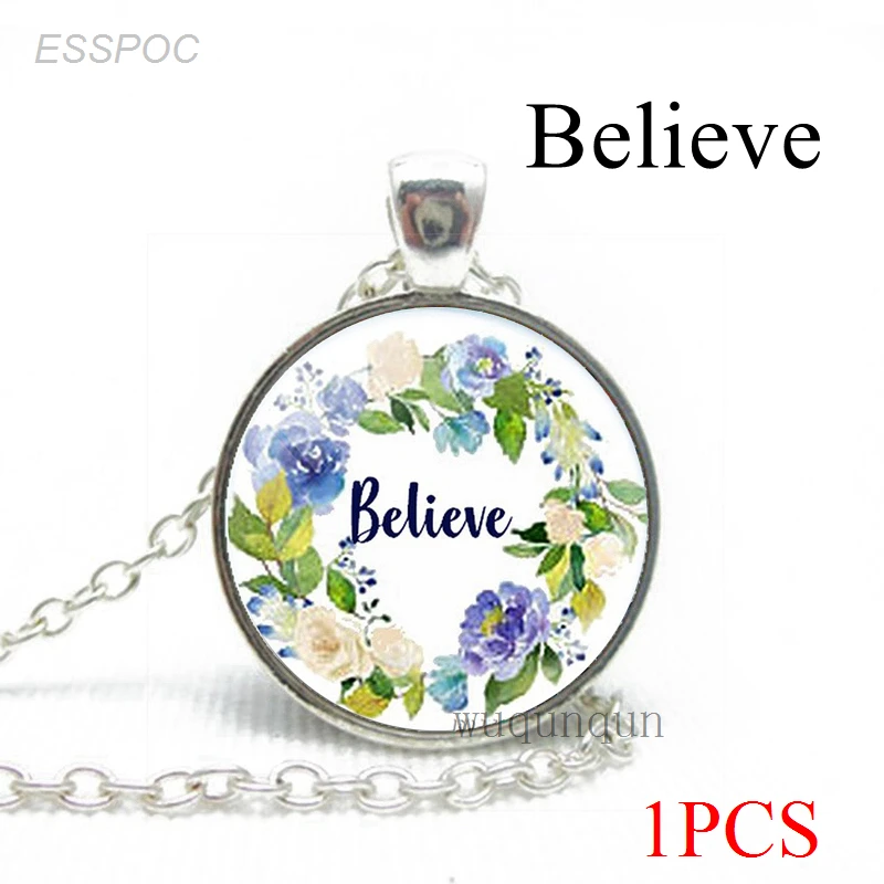 1 шт Walk In Love Библейский стих вдохновляющая подвеска на ожерелье с цитатой стекло