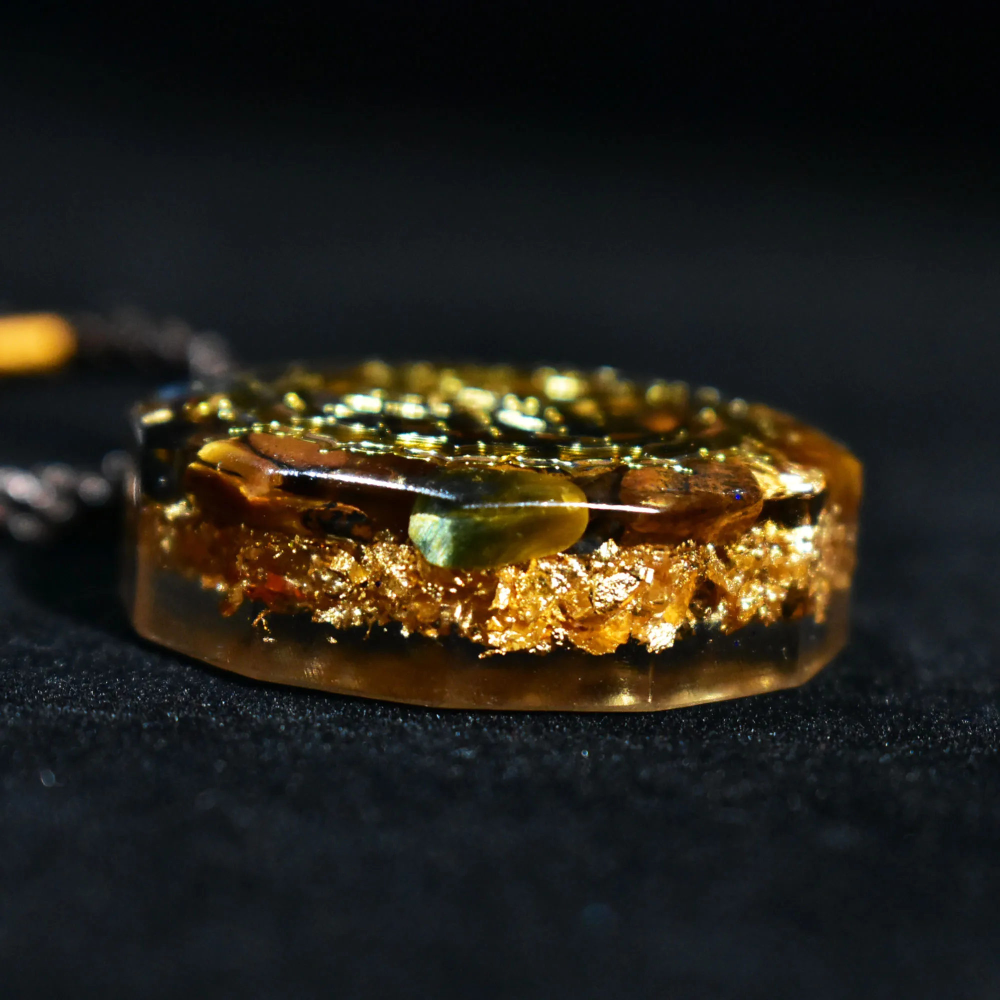 

Orgonite Necklace Sri Yantra Pendant Sacred Geometry Tiger Eye Energy Necklace For Women Men Jewelry