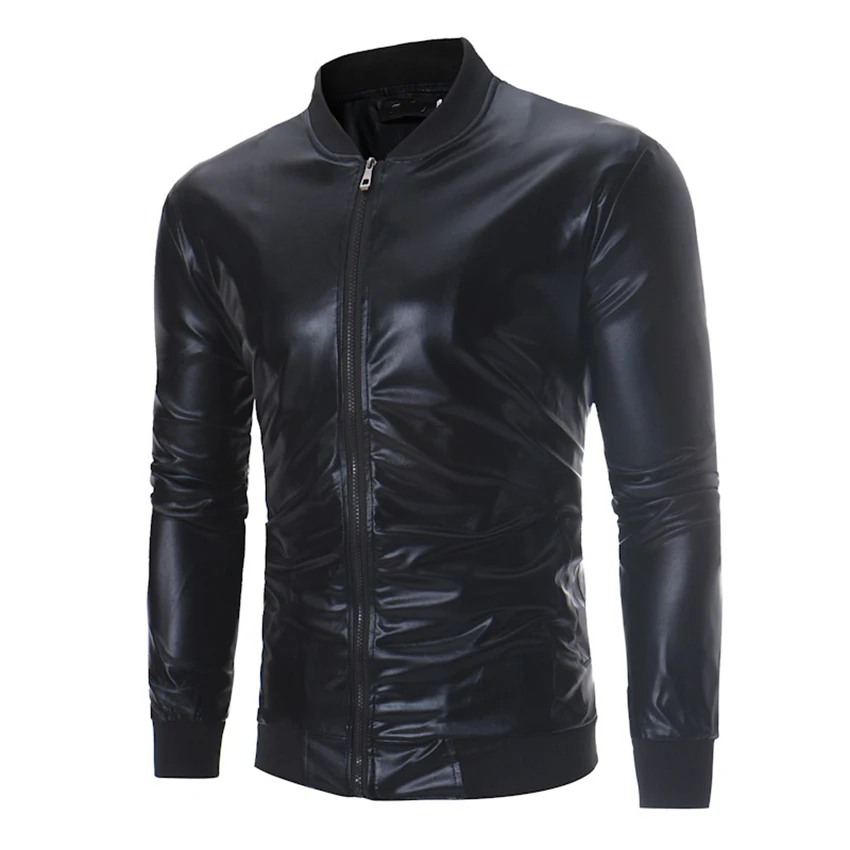 Осенняя и зимняя мужская куртка для ночного клуба Модная тонкая верхняя одежда на молнии с длинными