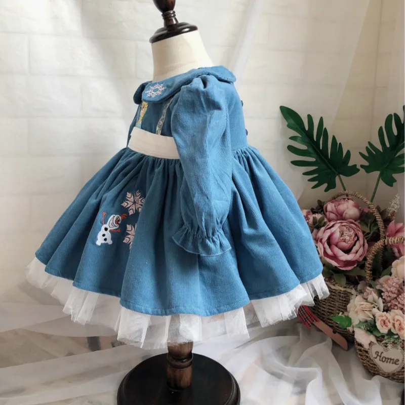 Детское вельветовое платье с помпонами принцессы в турецком стиле