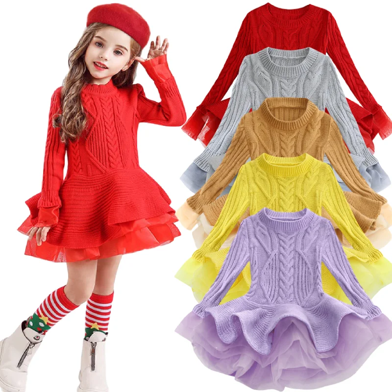 Новая одежда для девочек платья коллекция 2019 года вечерние вязаные свитера сезон