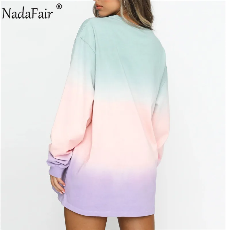 Nadafair мини платье футболка с галстуком краской 2020 Новая модная уличная одежда