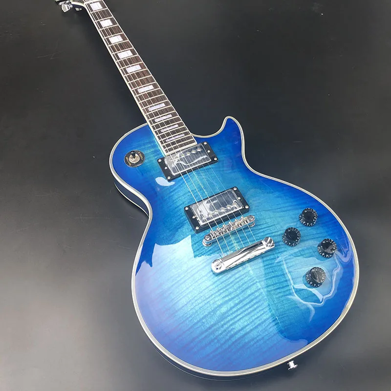 

Blue Burst Custom Electric Guitar Solid Mahogany Body Flamed Maple Veneer Rosewood Fingerboard Chrome Hardware Free Shipping