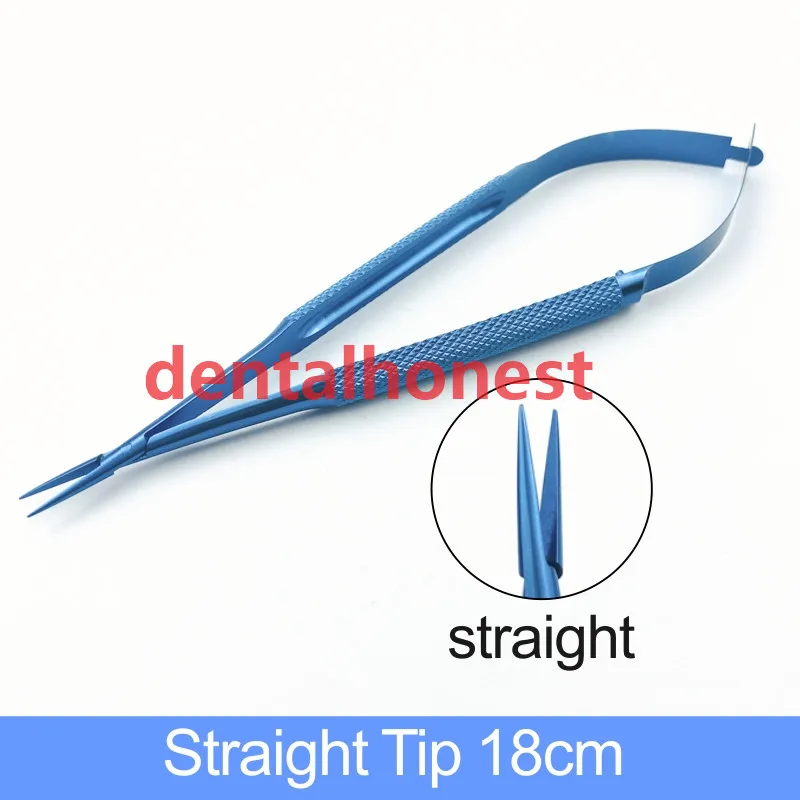 Straight Tip 18cm 1 шт., титановые хирургические зубные держатели для игл, прямой инструмент, 12 см/14 см/16 см/18 см - Цвет: Straight Tip 18cm