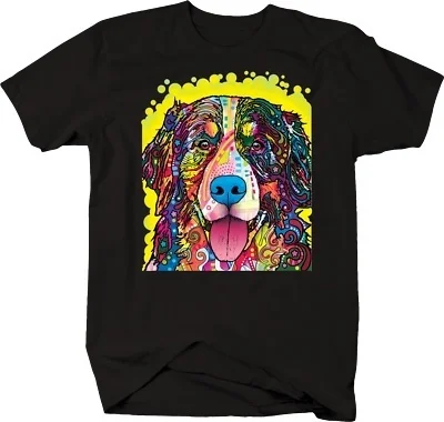 

Colorful Golden Retriever Dog Smiling Face Tongue Out Animal Lover T-shirt Tee