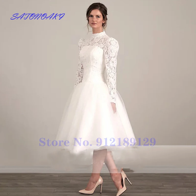 Женское свадебное платье It's yiiya белое короткое в мусульманском стиле