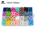 LOFCA 12 мм, 100 шт., силиконовые бусины для прорезывания зубов, детское ожерелье для кормления грудью, зажим для соски без бисфенола