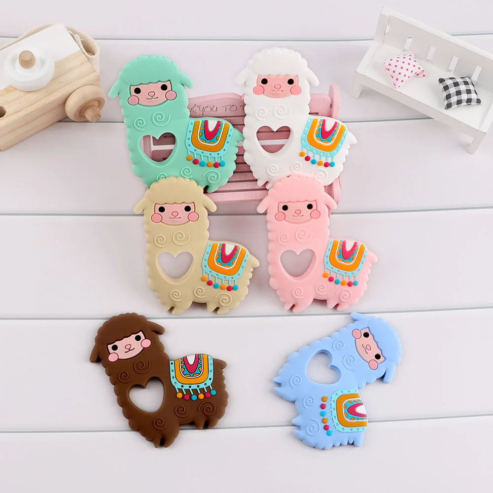 Kovict-mordedor de silicona de Alpacas para beb&eacute;, mordedor Molar de Animal, cadena de chupete, accesorios de joyer&iacute;a masticables, juguetes de lactancia, 1 ud.-1