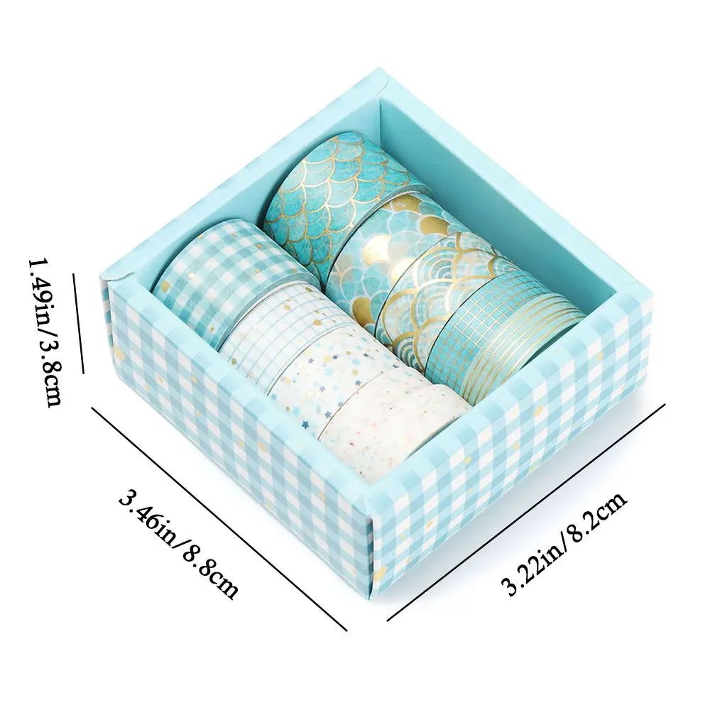 

10/12Pcs Bronzing Combination Washi Paper Tapes Scrapbooking Sticker Japanese Style Masking Stickers Diary Label Stationery