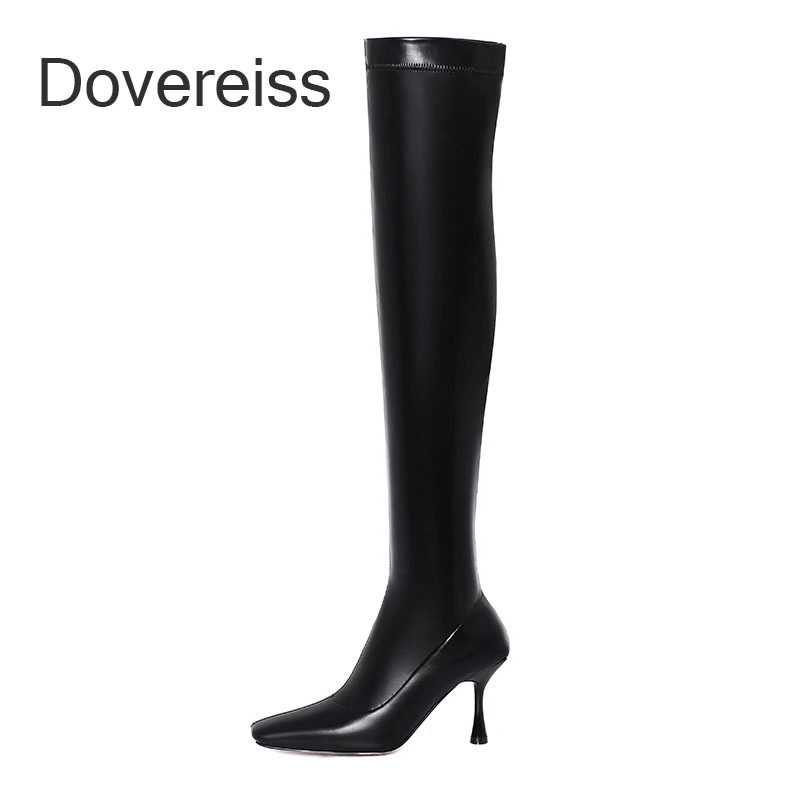 

Dovereiss Fashion Women's Shoes Winter Sexy Square Toe New Clear Heels Boots Over The Knee Boots Stilettos Heels 41 42 43