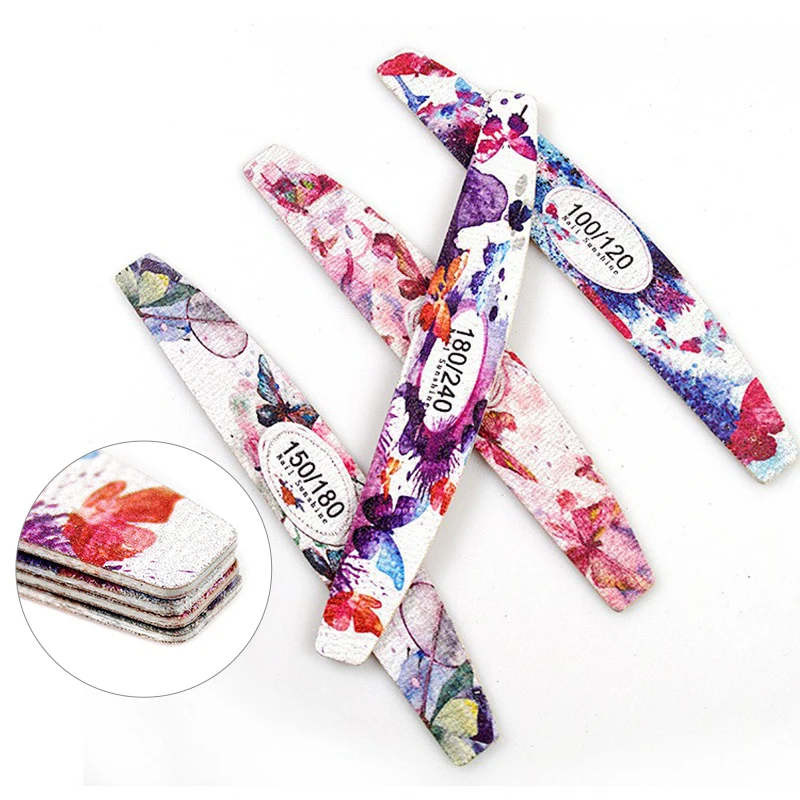 Пилка для ногтей с песочным напылением баффер полумесяц акварель полировка