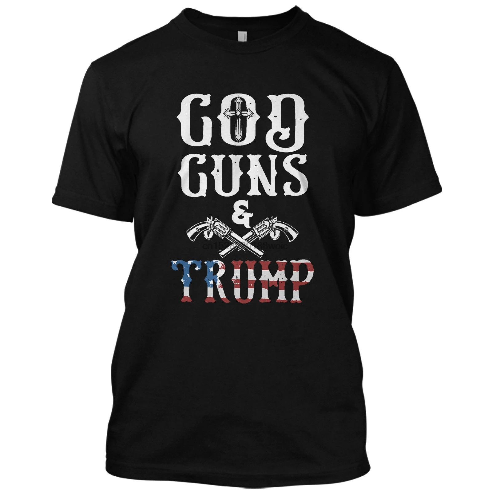 Футболка с надписью God guns Trump 2 | Мужская одежда